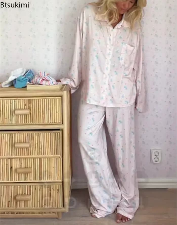 Ensemble pyjama décontracté imprimé floral pour femmes