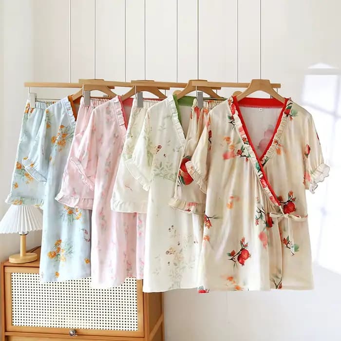 Ensemble pyjama d'été en coton de bambou pour femmes