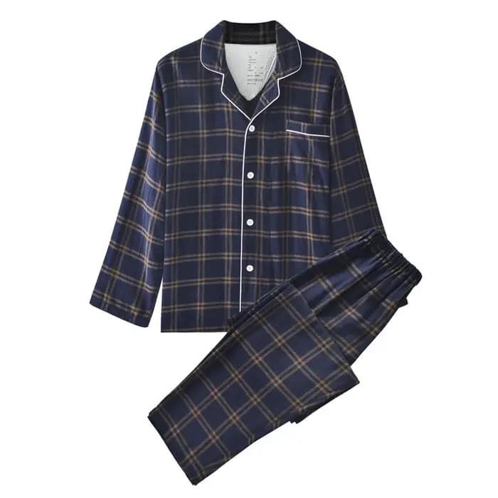 Ensemble de pyjamas en coton chaud à manches longues pour couple