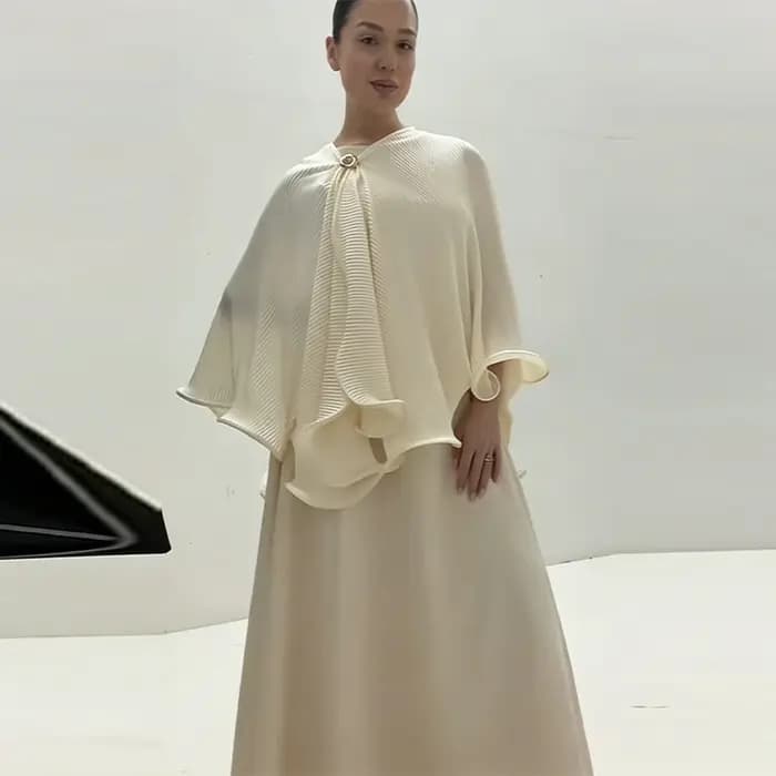 Ensemble Robe et Châle Élégant et Rétro pour Femme