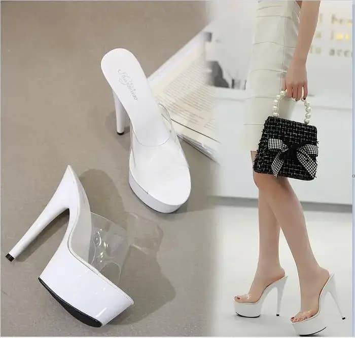 2025 pantoufles d'été 6 couleurs rouge blanc noir femmes plate-forme chaussures Sexy boîtes de nuit T scène spectacles talons hauts 15 cm grande taille 34-41
