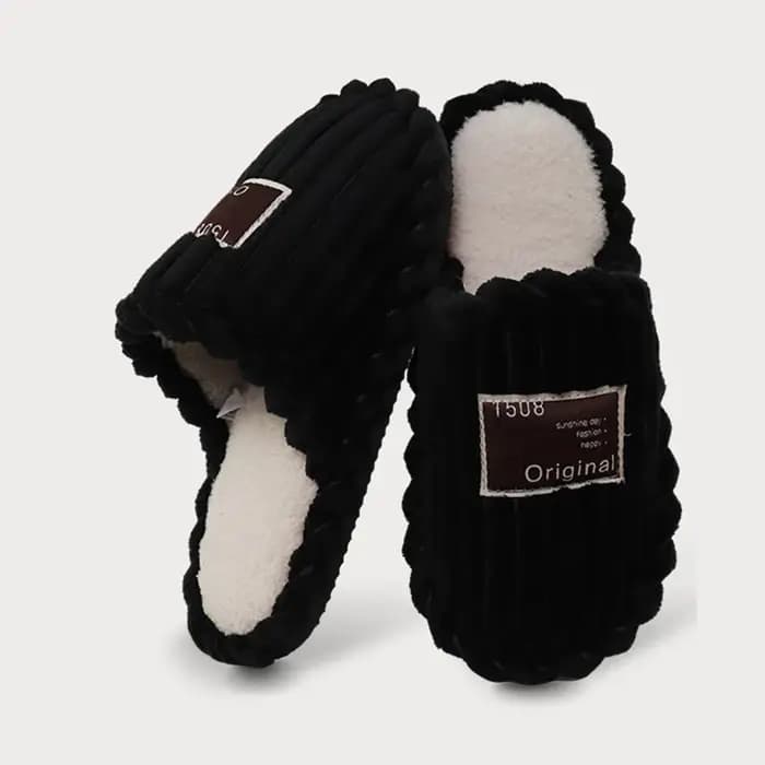 Pantoufles d'intérieur en velours côtelé pour femme, légères, à semelle souple, chaudes, en coton, antidérapantes, grandes tailles, collection automne-hiver