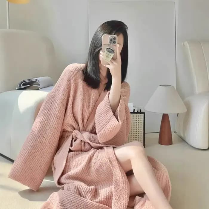 Robe Chaleureuse Femme Automne Hiver Grande Taille Pyjama Femme Cardigan Loungewear Ample Robe de Nuit Décontractée pour Filles et Femmes