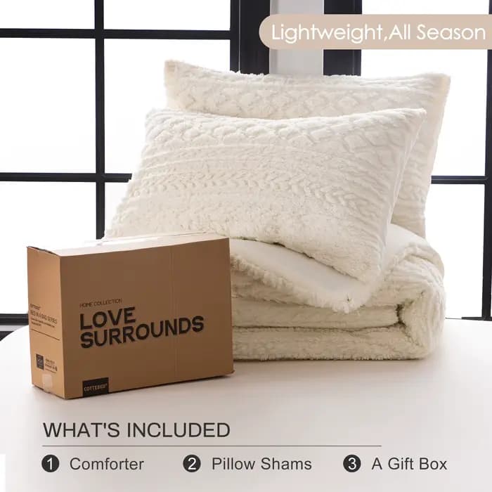 Ensemble de couette en duvet moelleux en coton Sherpa, peluche Smile, capitonné Boho, ultra-doux, lé