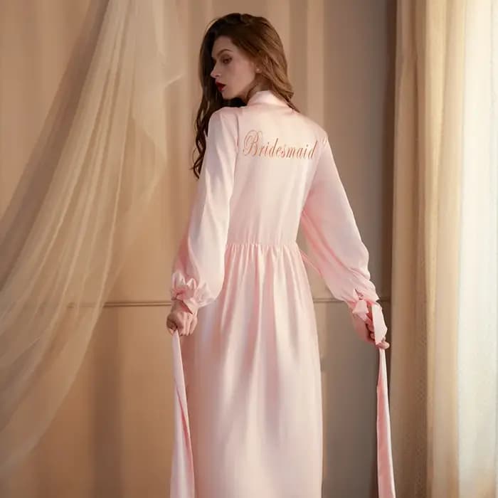 Dame à manches longues Robe chemise de nuit Sexy vêtements de détente mariée Kimono peignoir