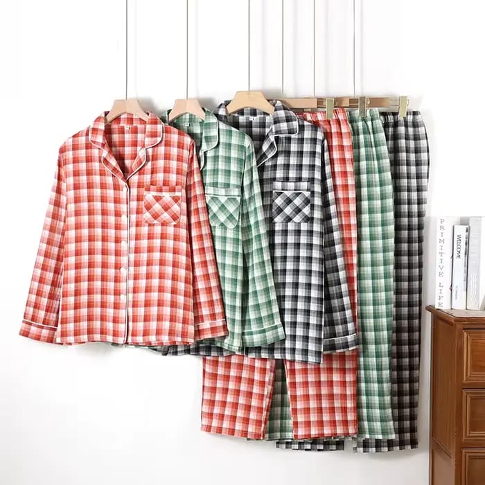 Couples pur coton maison costume femmes pyjamas ensemble vêtements de nuit rétro Floral été à manches courtes 3 pièces