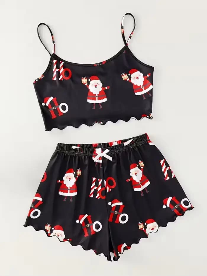 Ensemble pyjama imprimé élément père noël pour femmes