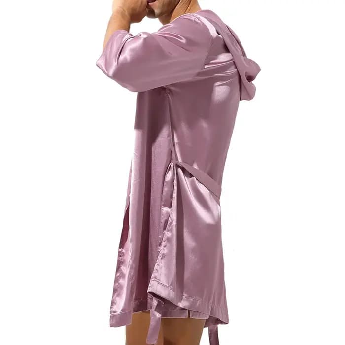 Peignoir Kimono à Capuche et Manches Courtes pour Homme
