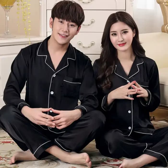 Femmes soie Satin Pyjamas ensemble vêtements de nuit Couple Pijama