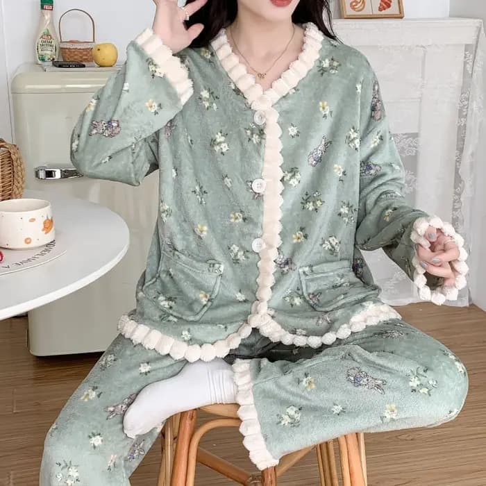 Pyjama en molleton de corail pour femme