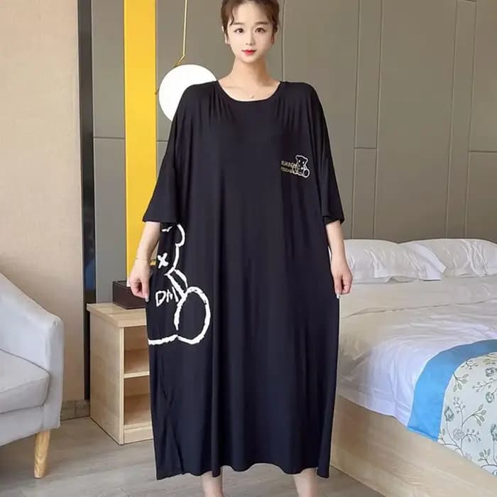 Robe de Nuit à Manches Courtes pour Femme, Vêtement Respirant, Grande Taille 5XL, 150kg
