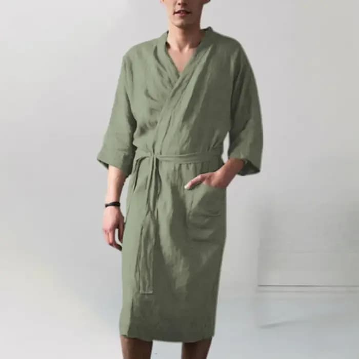 Chemise de Nuit en Coton et Lin pour Homme