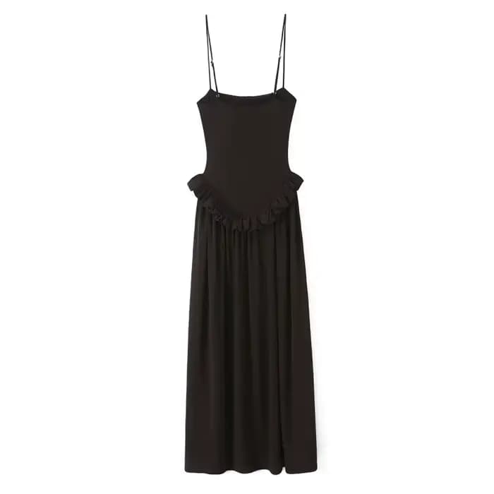 Robe nuisette pour femme - Jupe longue à volants à la taille avec bretelles réglables