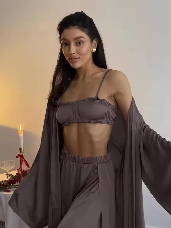 Ensemble de vêtements de nuit décontractés pour femmes, robe longue à manches longues, peignoir à col en V, débardeur, pyjama, short, chemise de nuit, ensemble 3 pièces