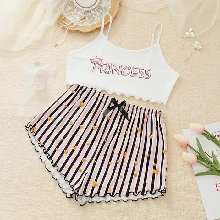 Ensemble de pyjamas décontractés à imprimé princesse pour femmes