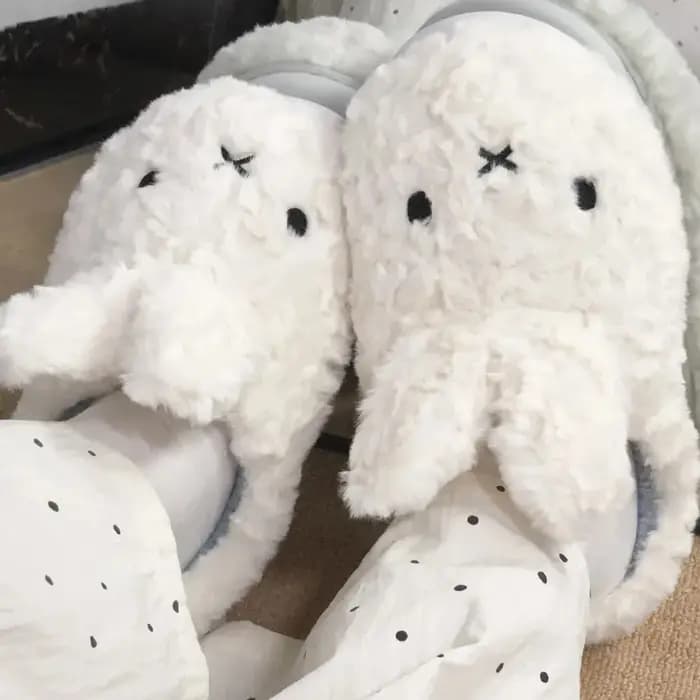 Miffy hiver confort chaud dessin animé mignon anti-dérapant pantoufles Kawaii en peluche coton