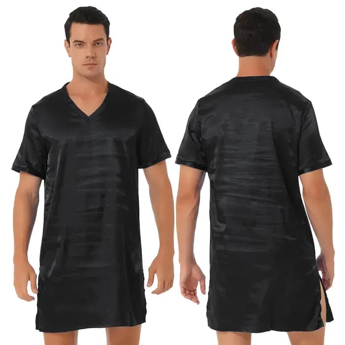 Chemise de nuit en satin doux et soyeux pour hommes et femmes