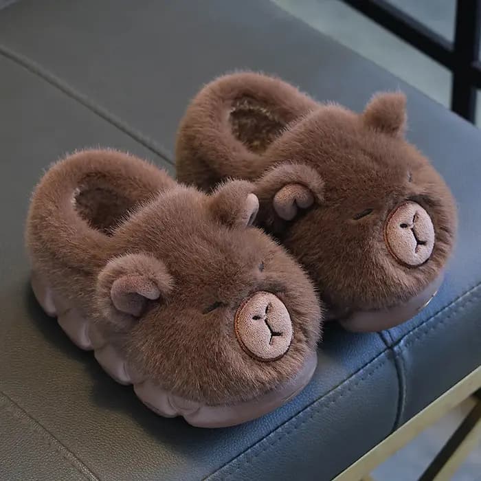 Capybara – pantoufles d'hiver en coton pour enfants