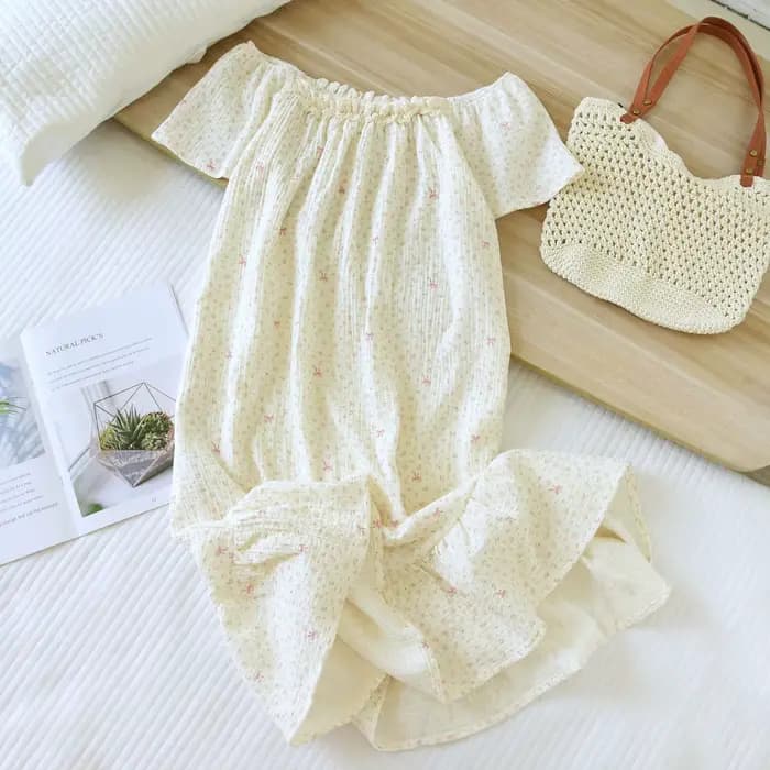 Chemise de nuit en coton fin à imprimé floral pour femme