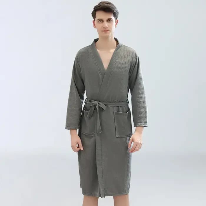 Peignoirs en Waffle pour Hommes Vêtements de Sauna Vêtements de Transpiration Fins Robes de Chambre Peignoirs Absorbants à Séchage Rapide Yukata Pyjamas Pjs pour Hommes