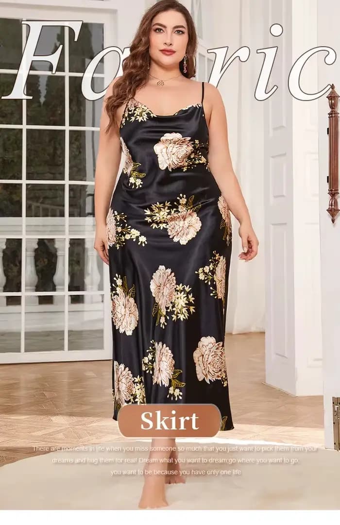 XL-5XL grande taille Sexy jarretelle chemise de nuit vêtements de nuit Lingerie été femmes chemise de nuit ample soyeux Satin robe de chambre vêtements de détente
