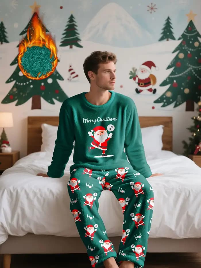 Ensemble pyjama en polaire pour homme sur le thème de Noël