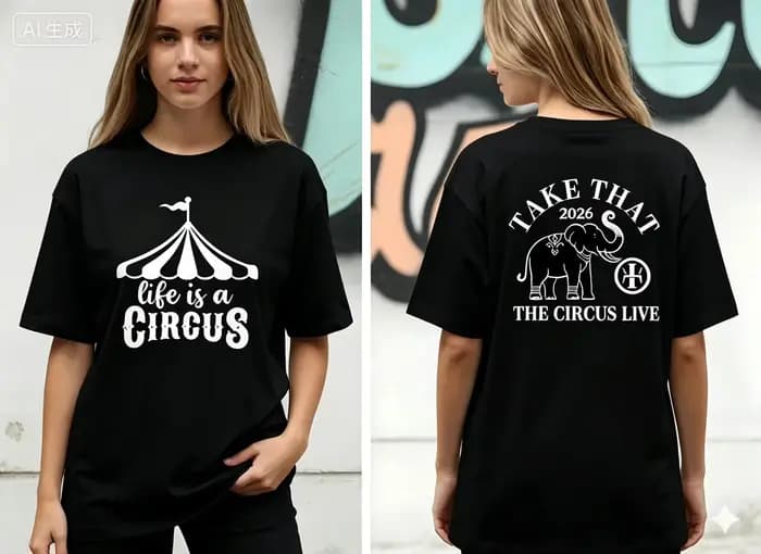 Take That The Circus Live Tour 2026 - T-shirt en coton d'été pour hommes et femmes - Confortable et