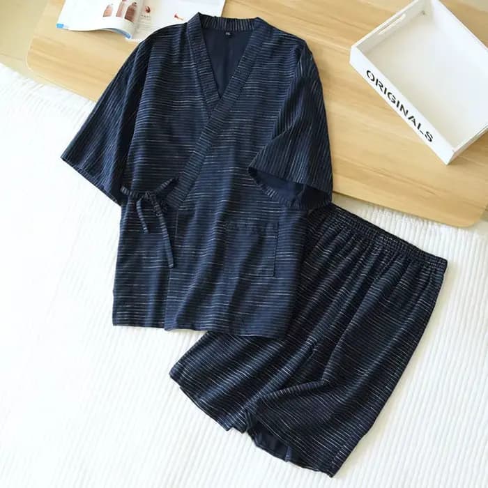 Pyjama Kimono Japonais pour Homme, en Coton, à Manches Courtes, Pantalon d'Été Simple, pour Service à Domicile