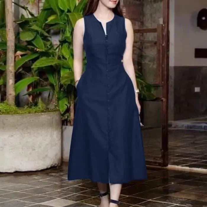 ZANZEA 2024 Robe d'été femmes élégant col en V Robe de soirée solide sans manches une ligne Robe Rob