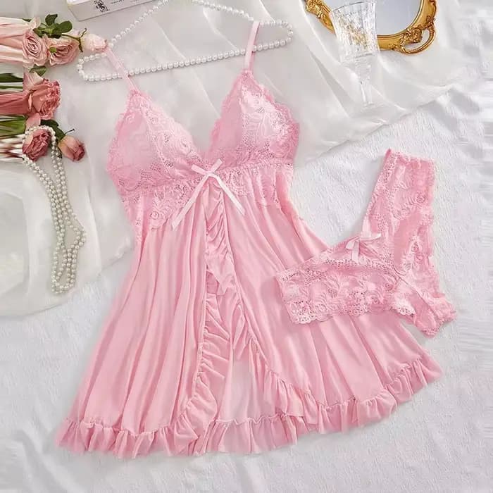 Ensemble de 2 chemises de nuit en dentelle pour femmes