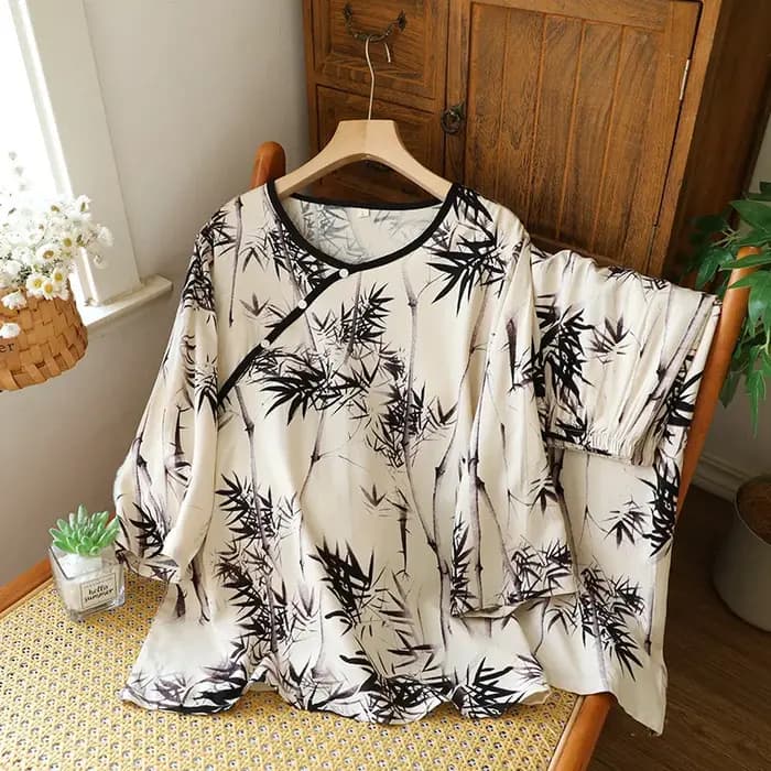 Ensemble pyjama d'été pour femmes, 2 pièces, Style ancien chinois, vêtements de nuit pour femmes, costume de maison, manches courtes, Short, col rond, 2025