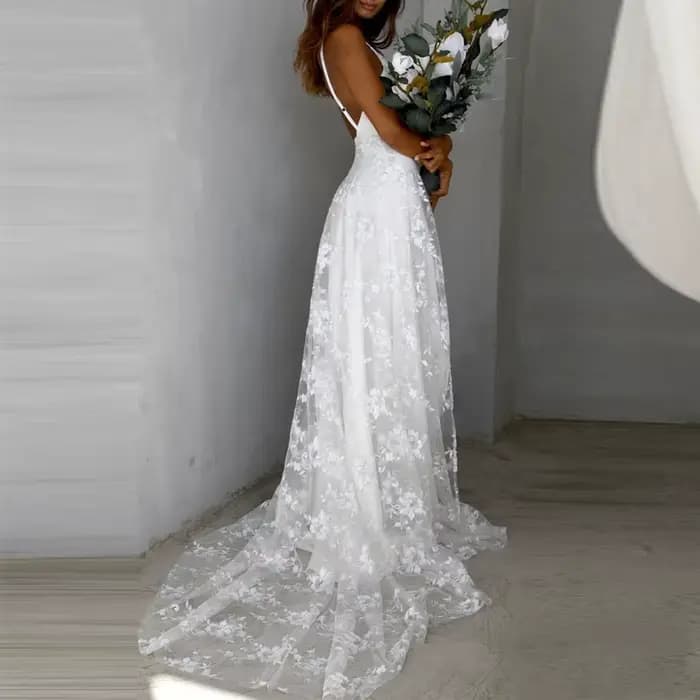Robe longue en maille jacquard à col en V pour dames, dos nu, fente haute, robe de soirée, écharpe s