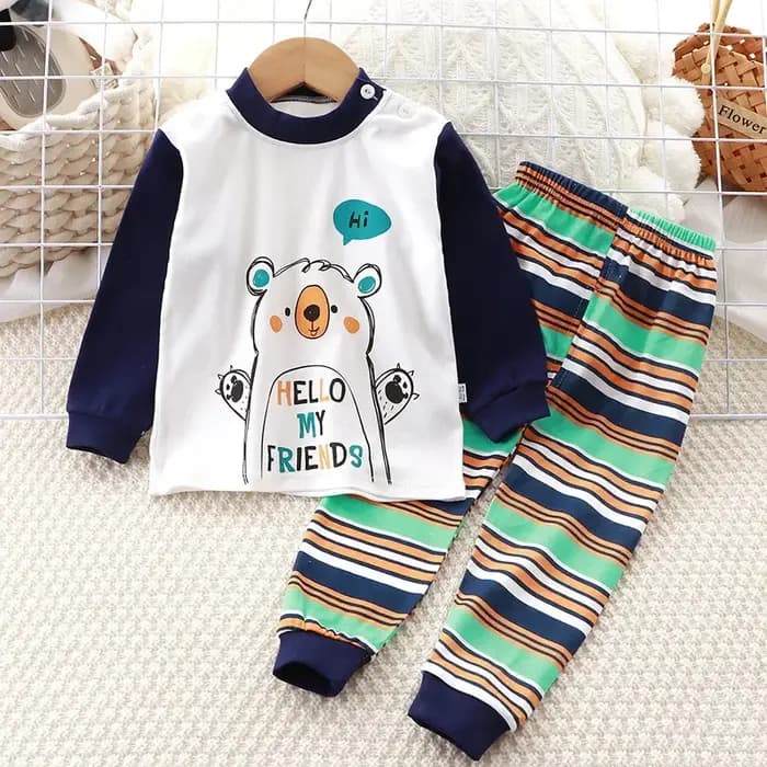 Ensemble pyjama pour enfants, garçons et filles, imprimé de dessin animé, t-shirt à manches longues, mignon, hauts avec pantalons, ensembles de vêtements de couchage pour bébés en bas âge, nouvelle co