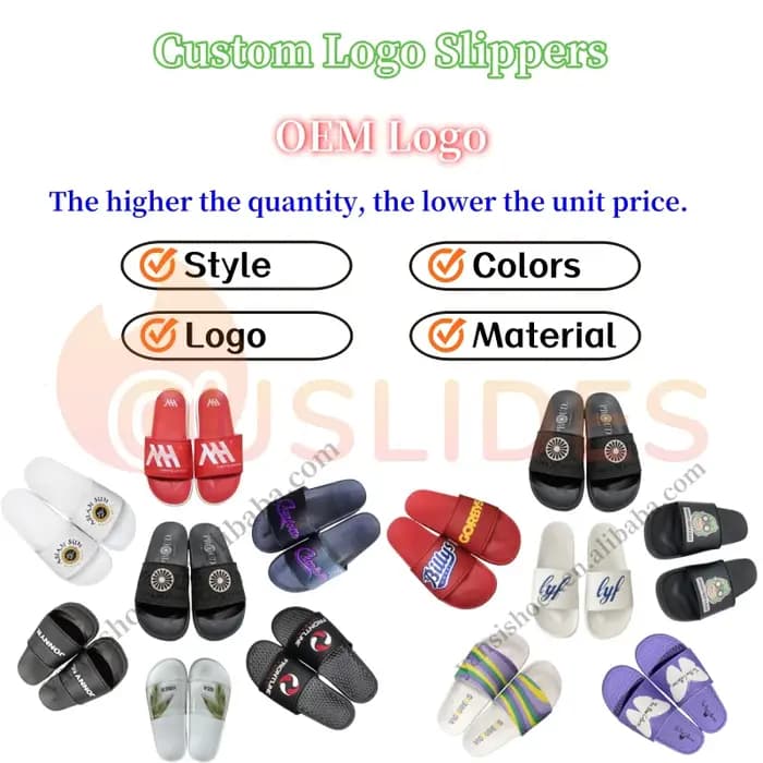 Logo personnalisé pantoufles conception marque OEM/ODM diapositives PVC anti-dérapant imperméable en plein air