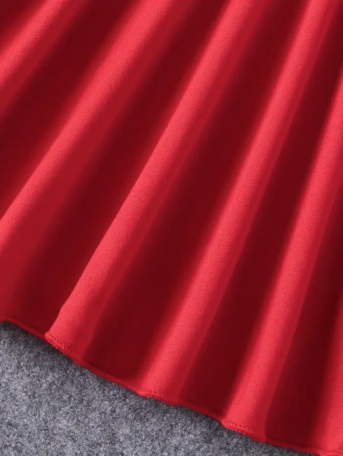 Robe vintage rouge sans manches à col polo – Jupe plissée avec accent de cœur pour filles
