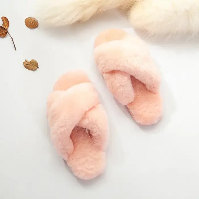 Pantoufles d'intérieur en laine véritable pour femmes
