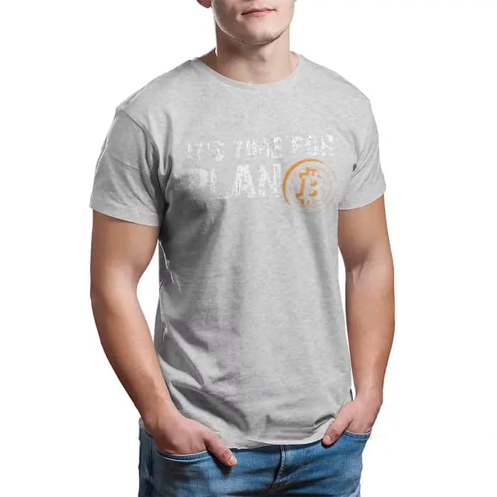 Bitcoin signe Art Satoshi Nakamoto c'est l'heure du Plan B t-shirt col rond coton surdimensionné
