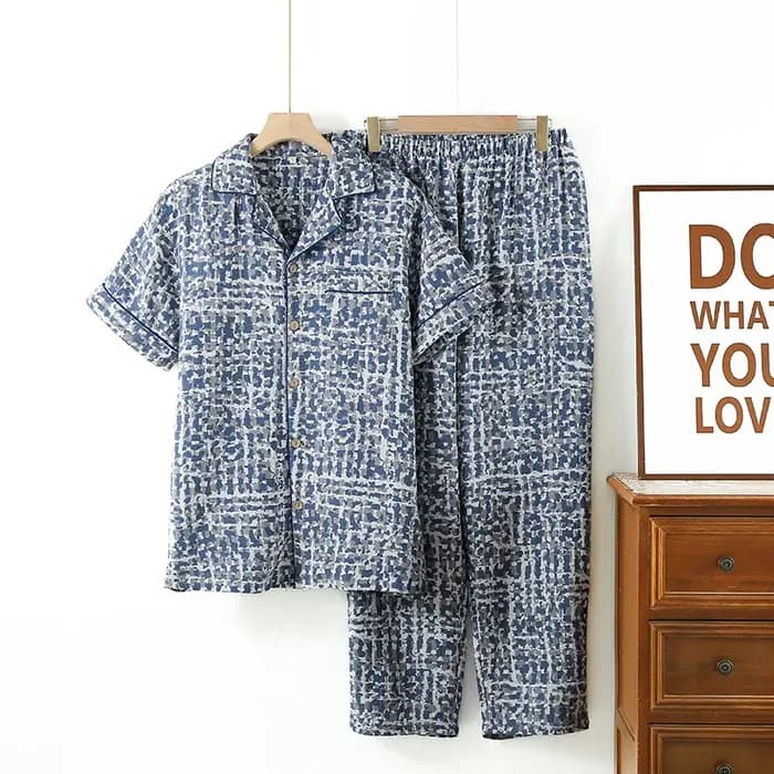 Ensembles deux pièces pyjamas pour hommes été à manches courtes vêtements de nuit en coton pyjama ensemble homme