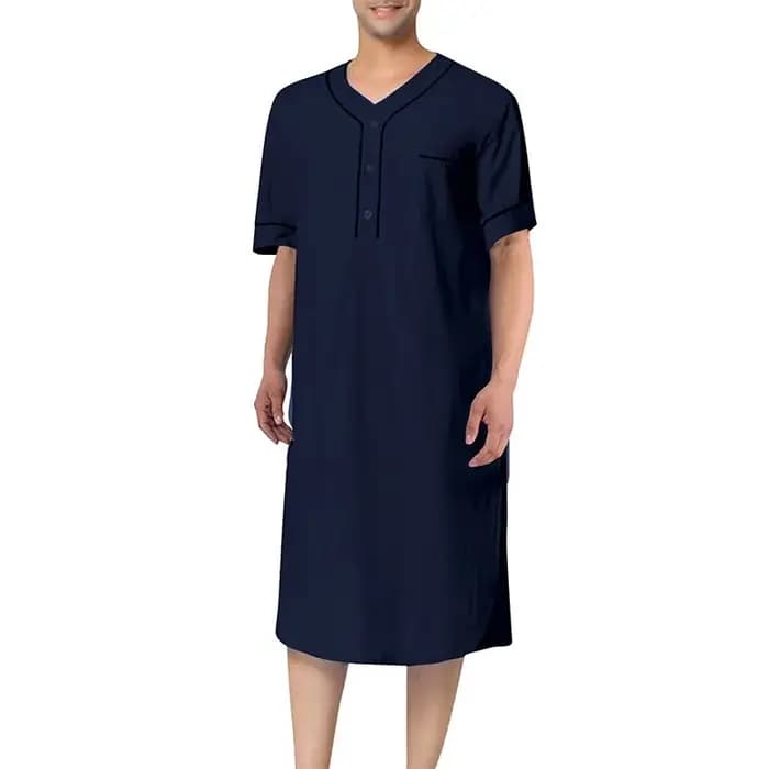 Pyjama d'été à manches courtes et col en v pour homme, vêtement de loisirs, ample, confortable, coul