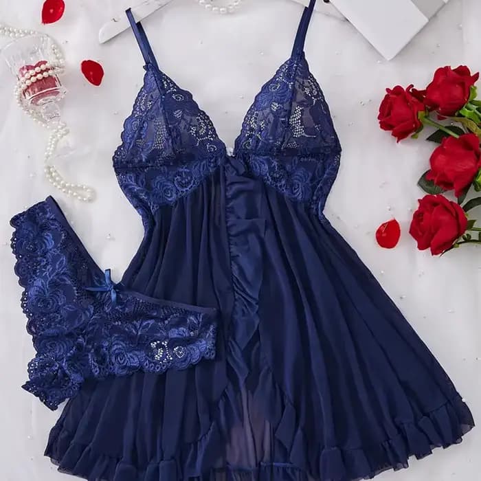 Nouvel ensemble de lingerie pour femmes, robe de nuit en dentelle rouge