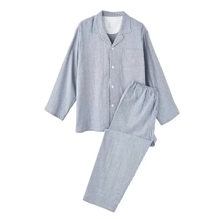 Décontracté 100% coton à manches longues Pijamas femmes revers chemise pantalon costume printemps automne Pyjamas femme