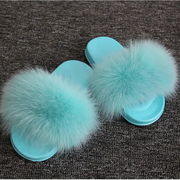Pantoufles en vrais cheveux de renard pour enfants