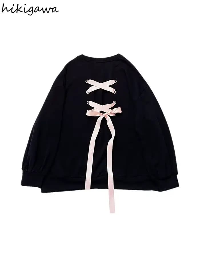 Sweat-shirt à manches longues et col rond pour femme