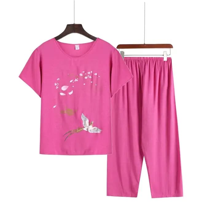 Pyjama Pour Femme décontracté coton lin ensemble de vêtements de nuit Vintage imprimé moyen âge mère à manches courtes Pyjamas femmes maison costume