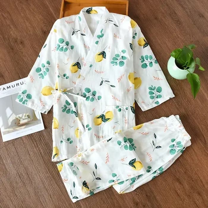 Ensemble pyjama kimono de style japonais à sept manches pour femme