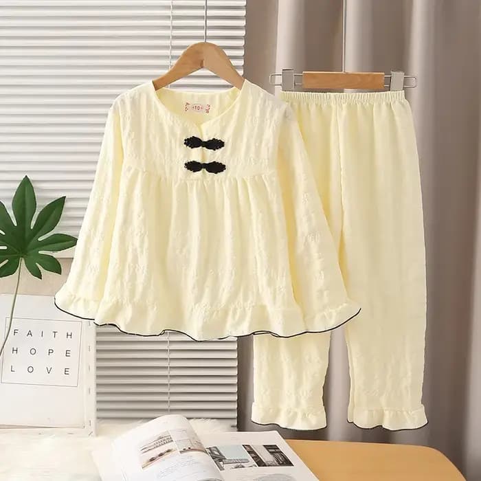 Nouveau doux princesse filles pyjama ensembles à manches longues vêtements de nuit enfants décontracté