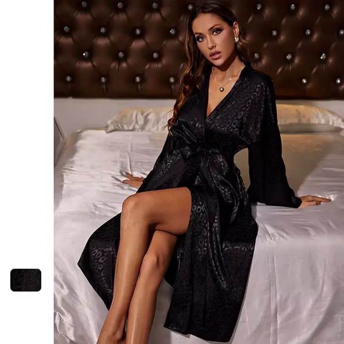 Nuisette Sexy femme manches longues soie Satin peignoir ample printemps vêtements de nuit pour enfants