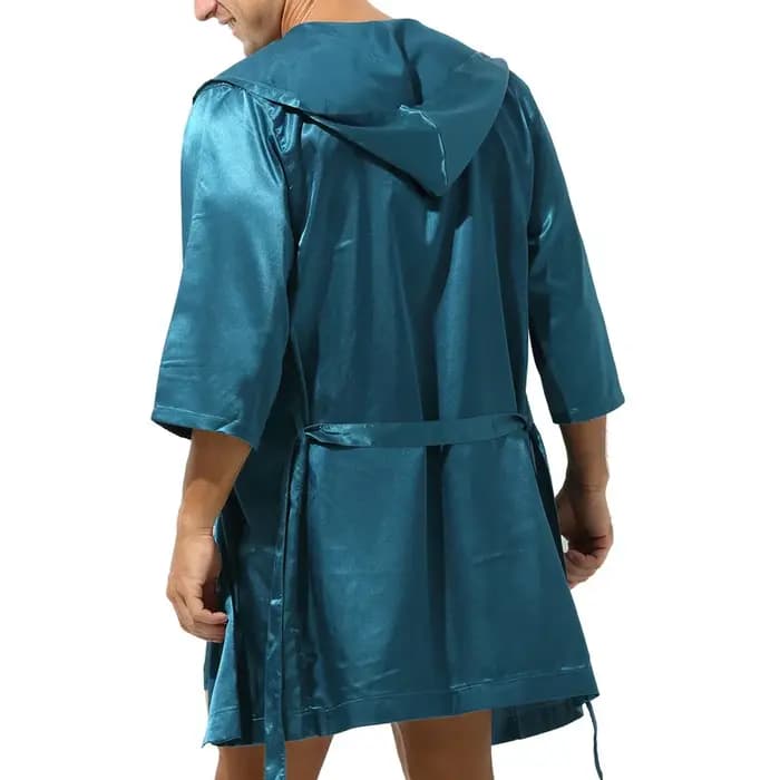 Peignoir Kimono à Capuche et Manches Courtes pour Homme