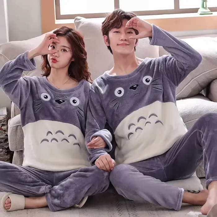 Hiver flanelle Pyjamas ensemble pour femmes homme point Panda dessin animé Pijamas Mujer maison vêtements costumes à