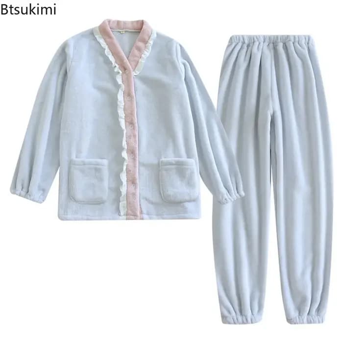 Nouvel ensemble pyjama femme automne-hiver 2026 en flanelle épaisse et chaude